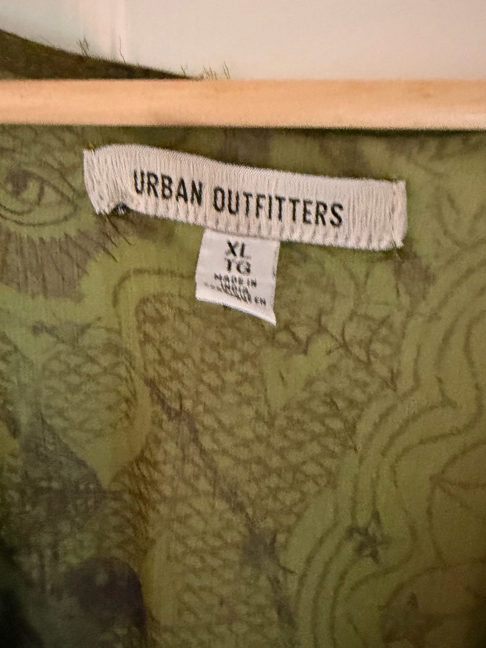 Urban Outfitters Olive Green Sheer Printed Midi Dress - Picture 2 of 4